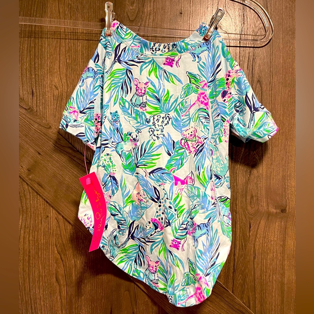 NWT Lilly Pulitzer Dog PJ Shirt - Size S/M - Barking Up The Palm Tree